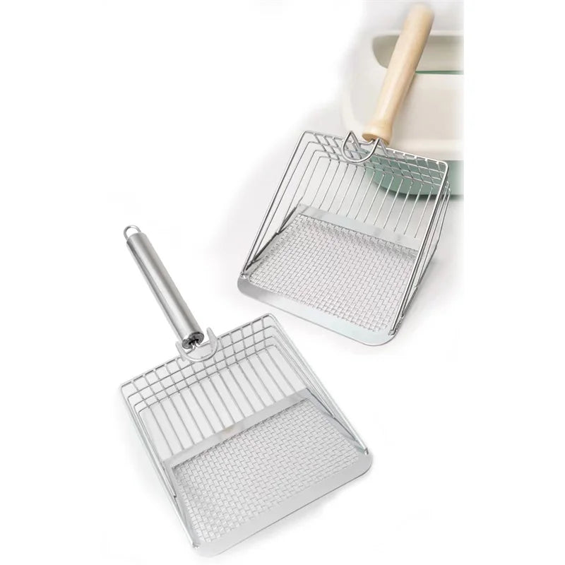 Stainless Steel Cat Litter Scoop With Wooden Handle - Smarsty