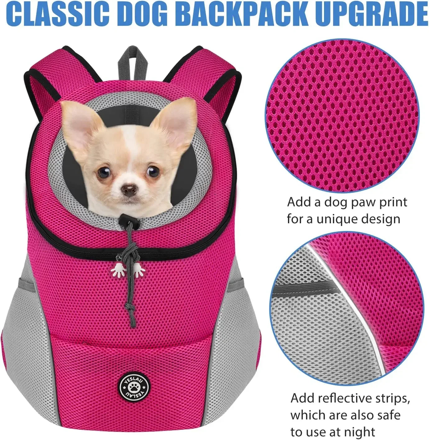 Portable Travel Dog Carrier Backpack with Breathable Mesh - Smarsty