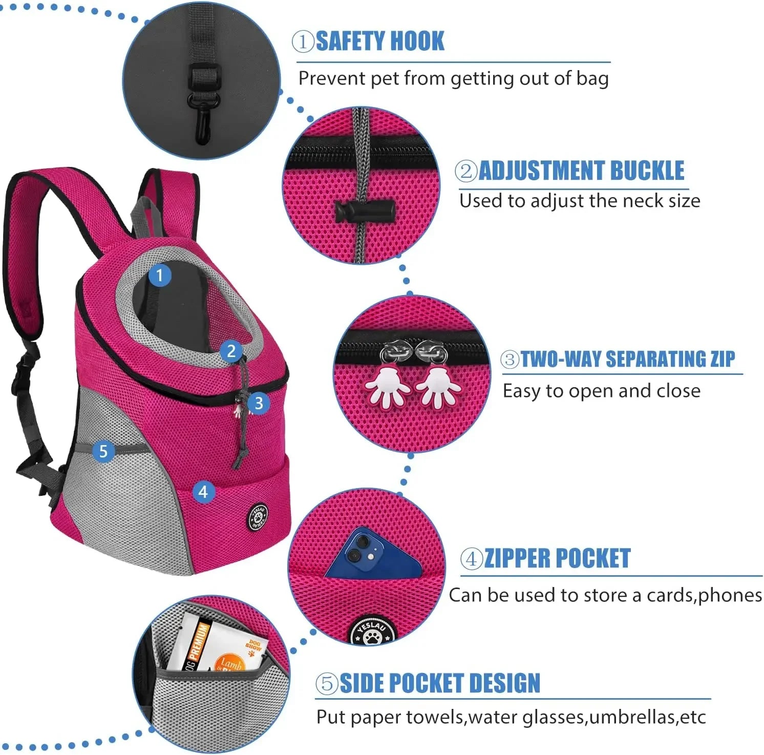 Portable Travel Dog Carrier Backpack with Breathable Mesh - Smarsty