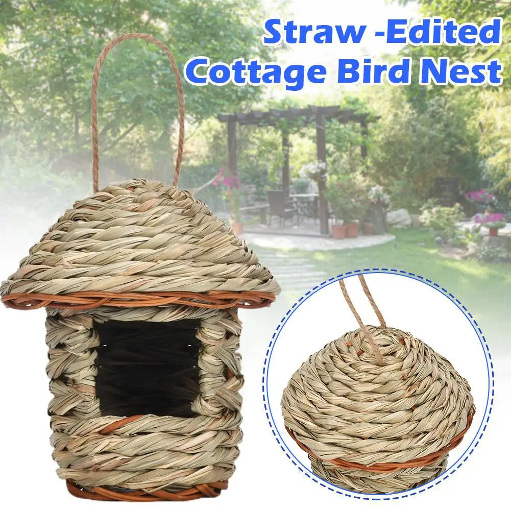 Handwoven Straw Bird Nest for Parrots Outdoor Use - Smarsty
