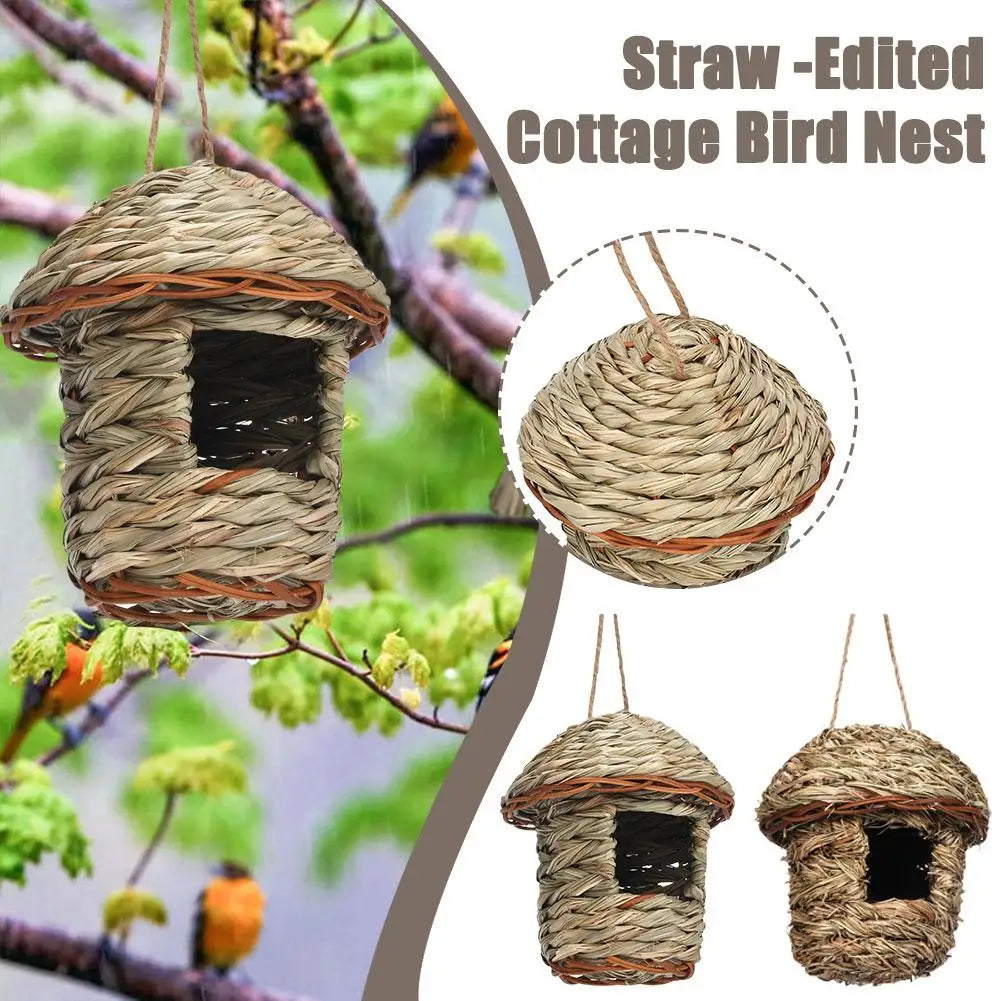 Handwoven Straw Bird Nest for Parrots Outdoor Use - Smarsty