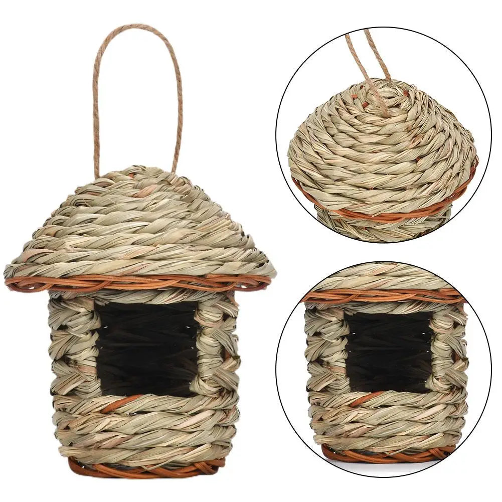 Handwoven Straw Bird Nest for Parrots Outdoor Use - Smarsty