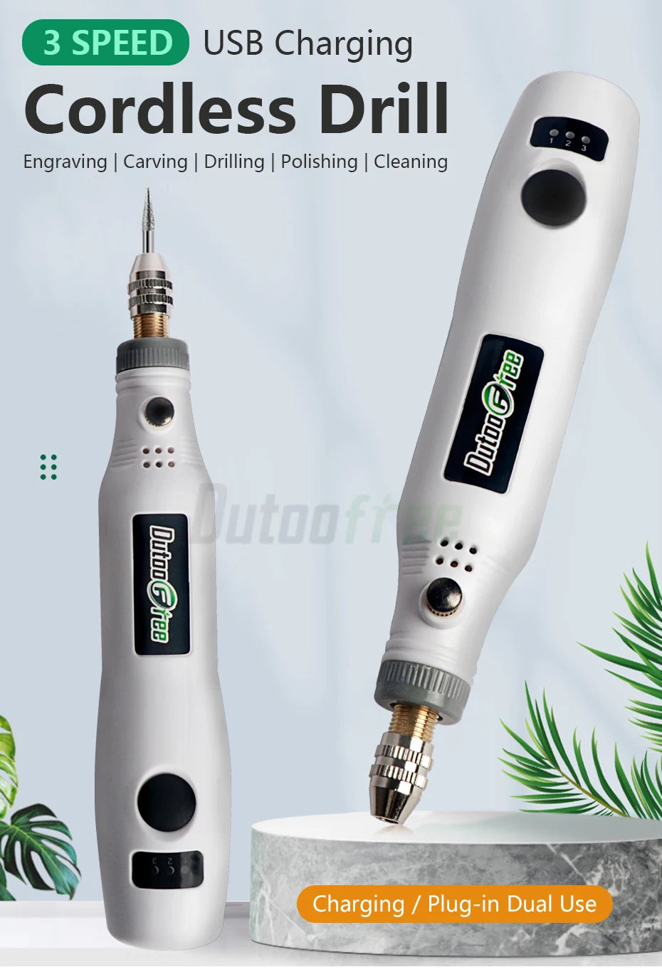 USB Cordless Mini Drill with Variable Speed and Accessories - Smarsty