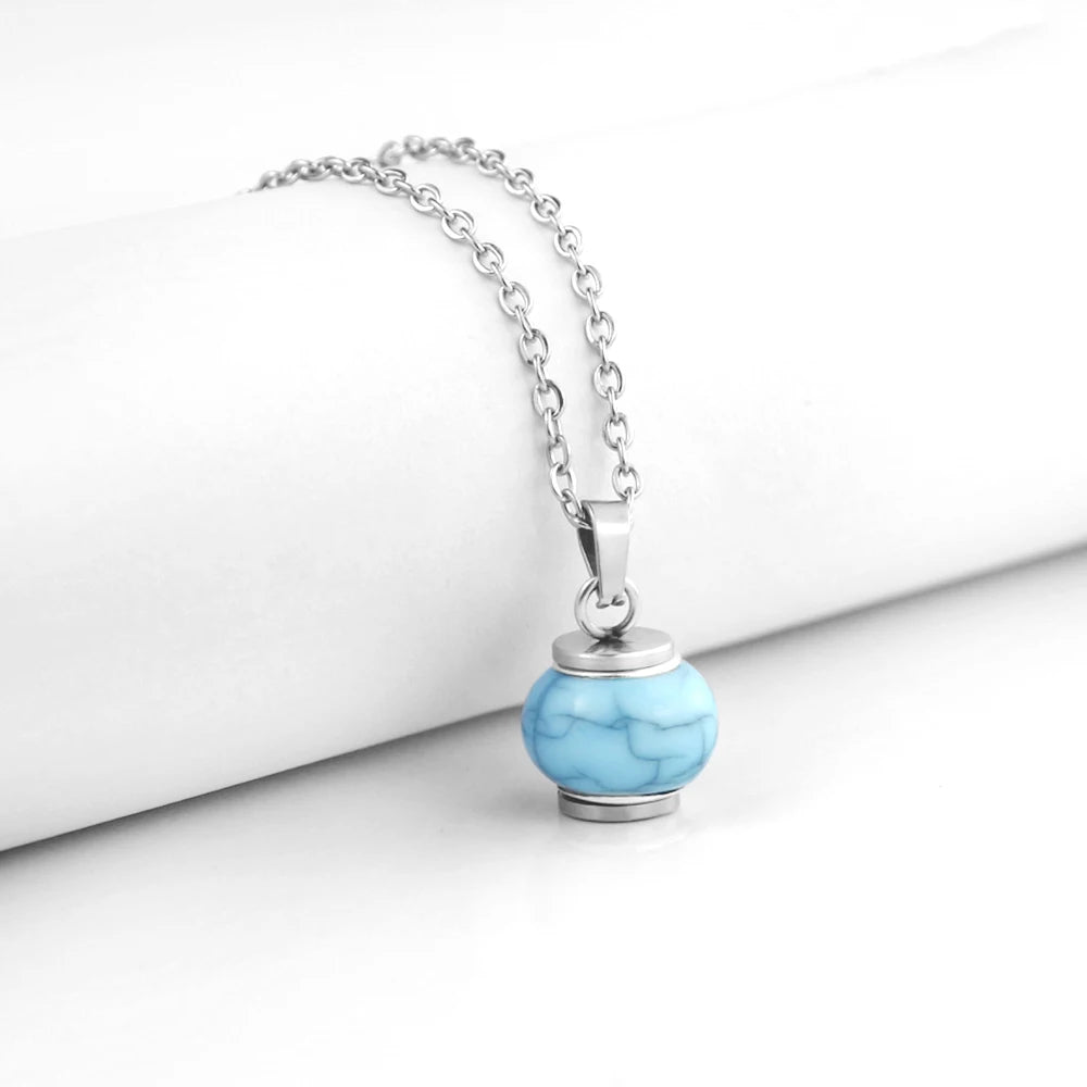Blue Round Infinity Urn Pendant Cremation Jewelry for Ashes - Smarsty