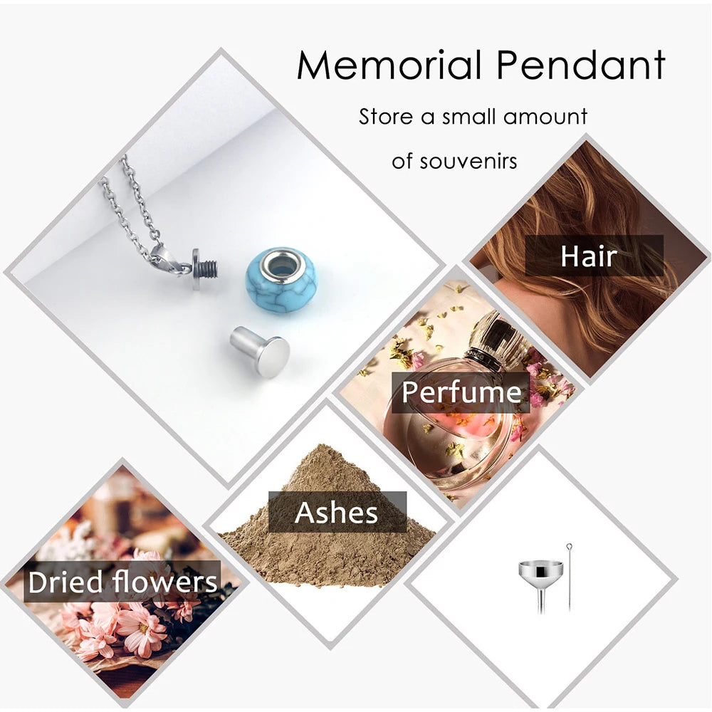 Blue Round Infinity Urn Pendant Cremation Jewelry for Ashes - Smarsty