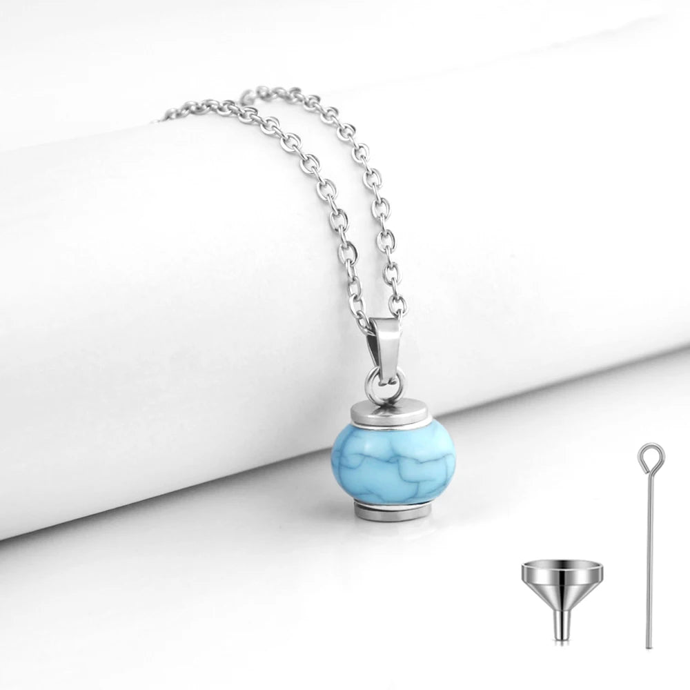 Blue Round Infinity Urn Pendant Cremation Jewelry for Ashes - Smarsty