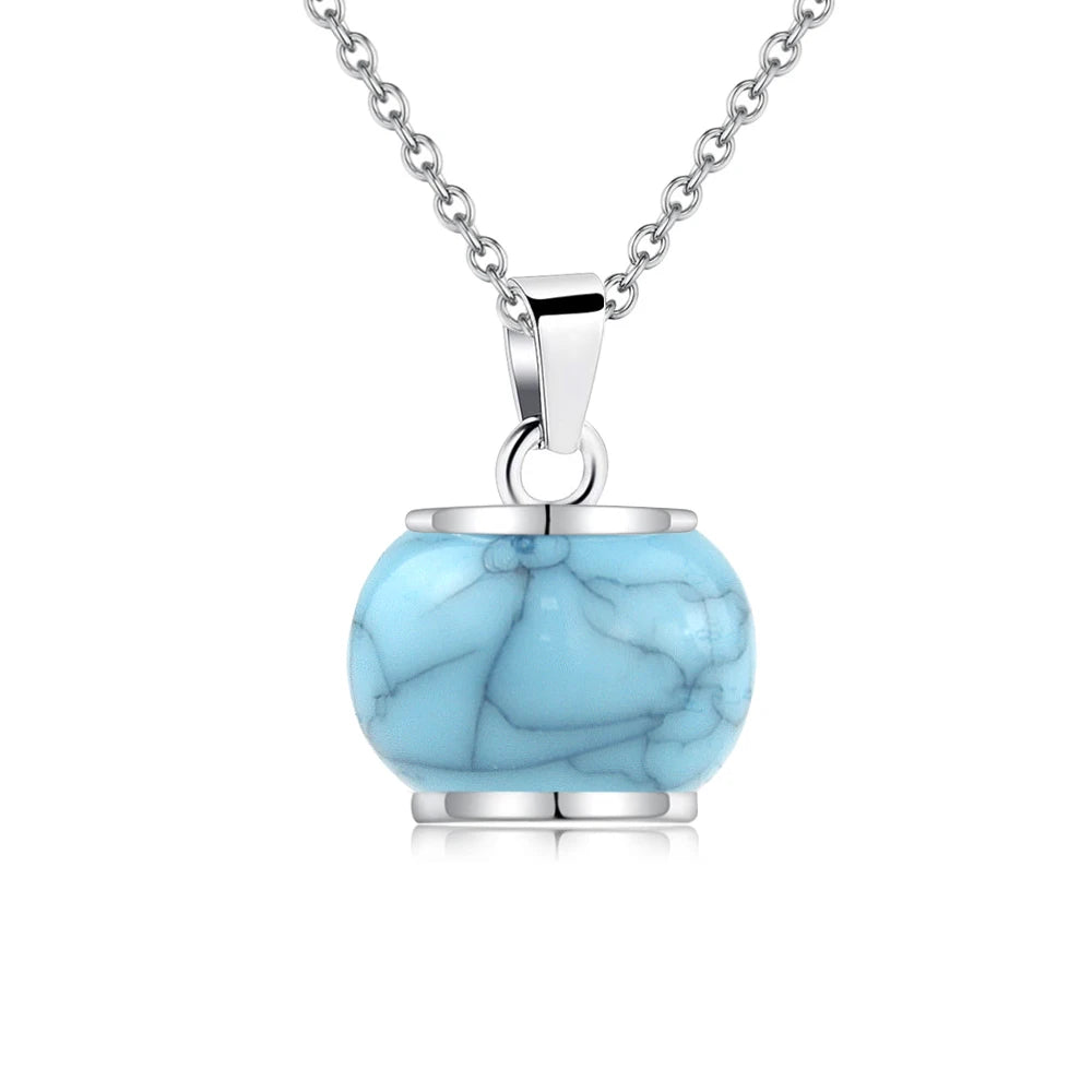 Blue Round Infinity Urn Pendant Cremation Jewelry for Ashes - Smarsty