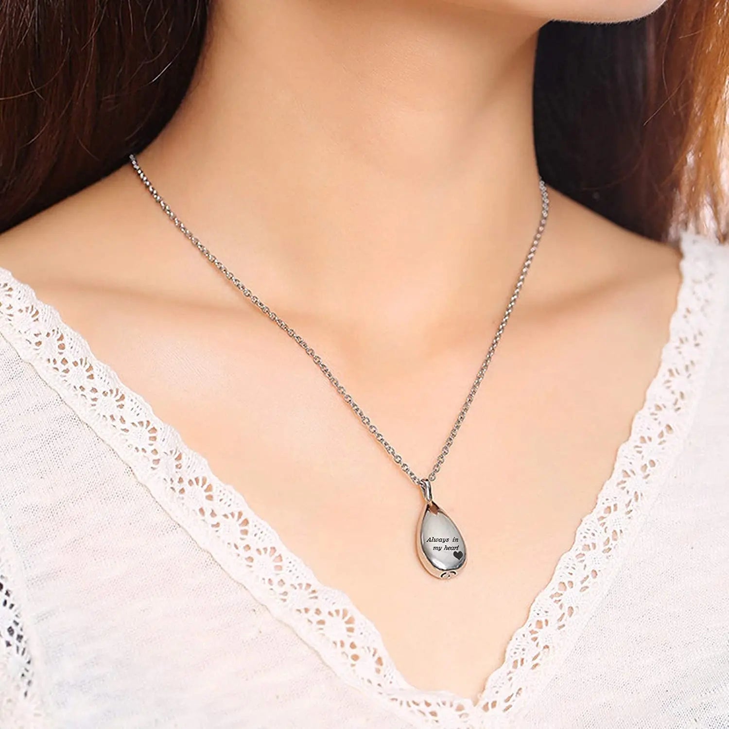 Teardrop Ashes Necklace Elegant Cremation Jewelry - Smarsty