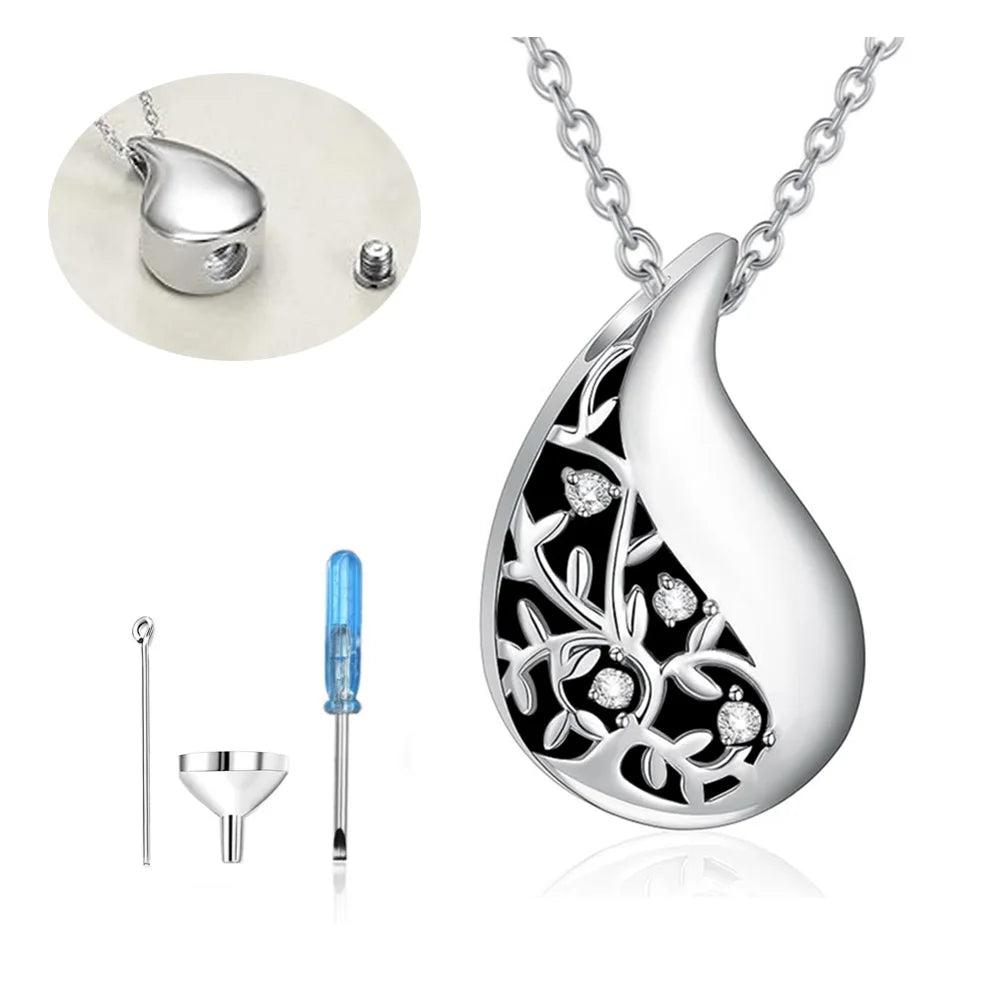Cremation Jewelry Teardrop Urn Necklace for Ashes - Smarsty