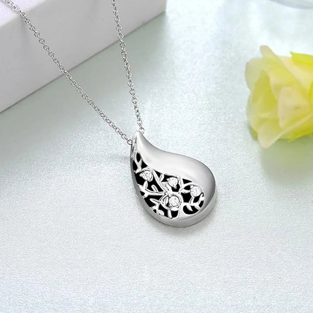 Cremation Jewelry Teardrop Urn Necklace for Ashes - Smarsty