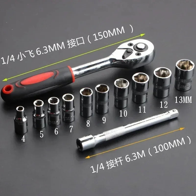 Durable 1/4 Inch Ratchet Socket Wrench Set - Smarsty