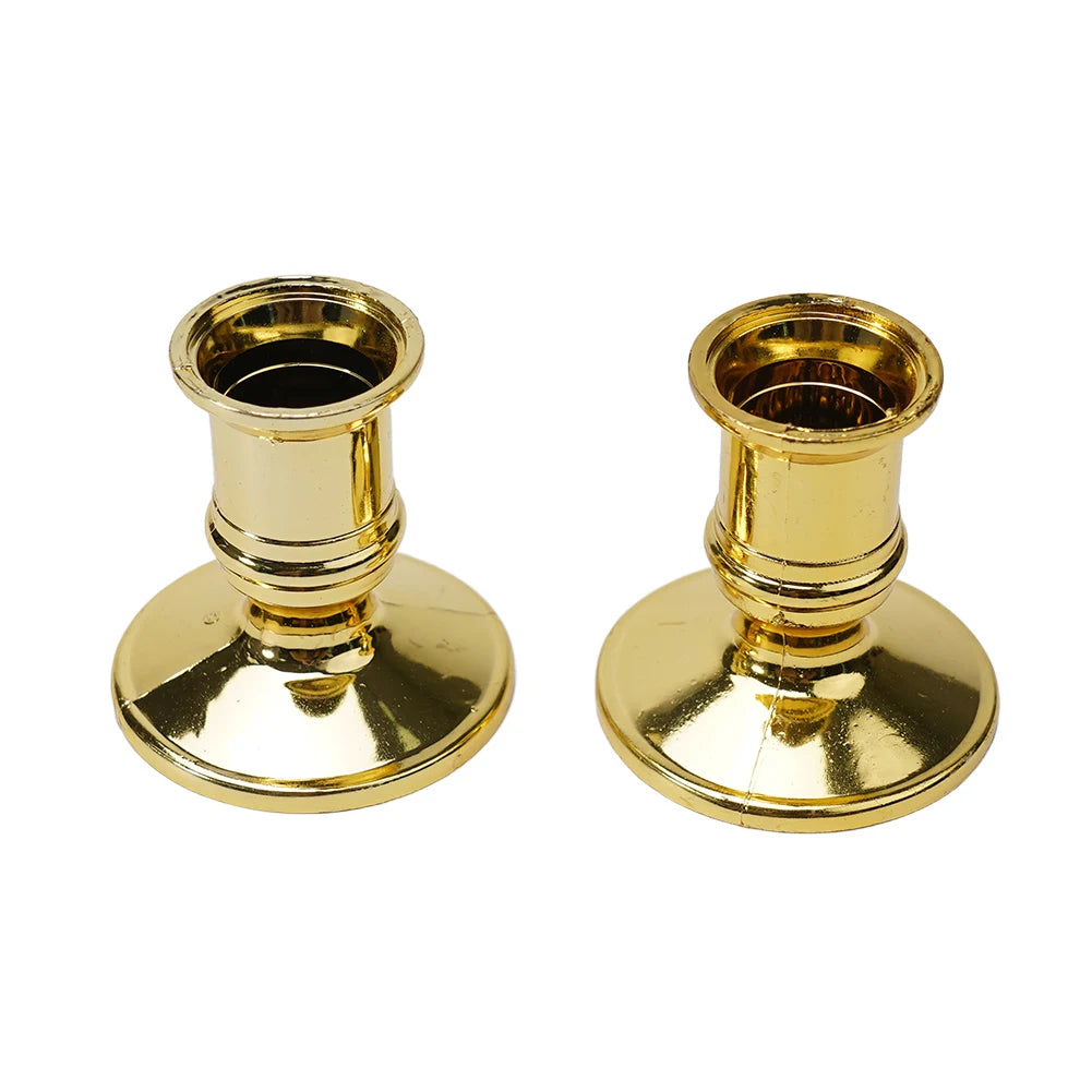 Silver Gold Taper Candle Holders Set for Elegant Home Decor - Smarsty