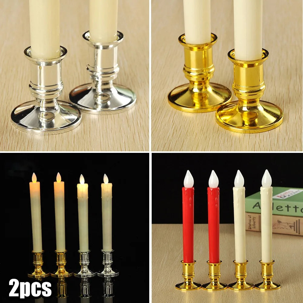 Silver Gold Taper Candle Holders Set for Elegant Home Decor - Smarsty
