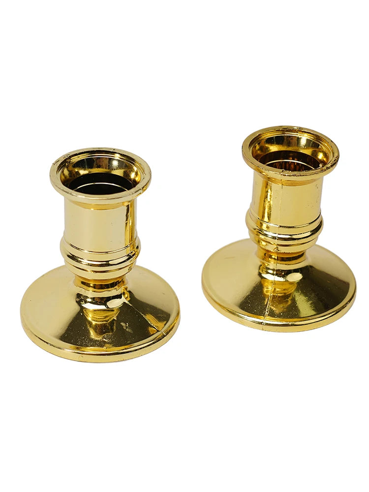 Silver Gold Taper Candle Holders Set for Elegant Home Decor - Smarsty