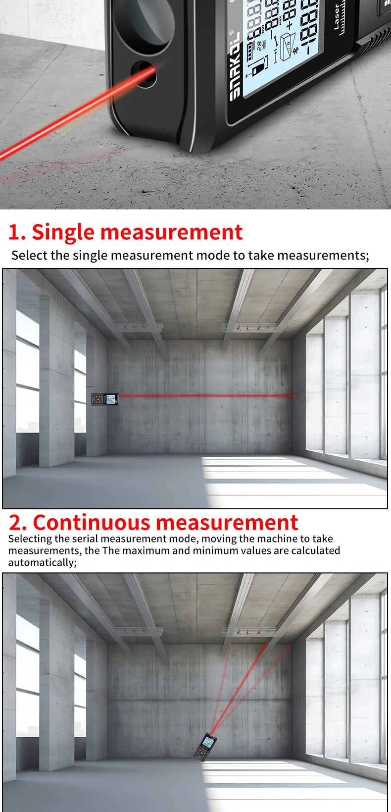 Snakol Laser Distance Meter with High Accuracy Rangefinder - Smarsty