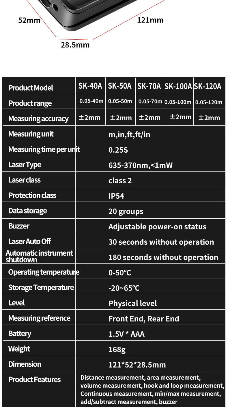 Snakol Laser Distance Meter with Rechargeable Battery - Smarsty