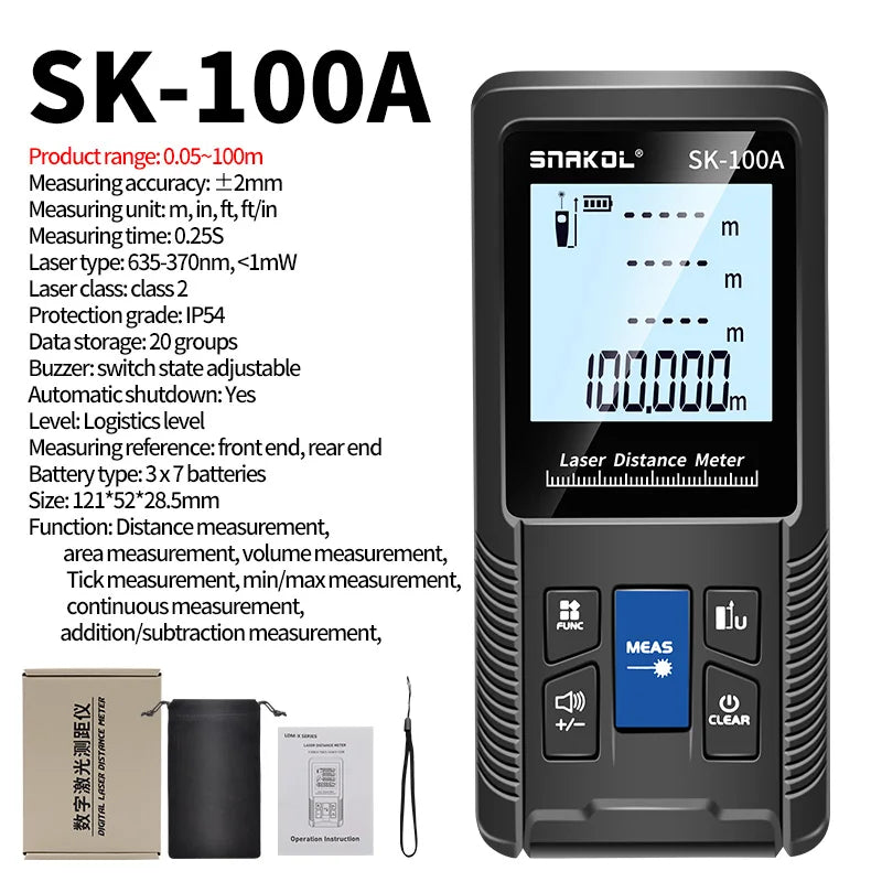 Snakol Laser Distance Meter with Rechargeable Battery - Smarsty