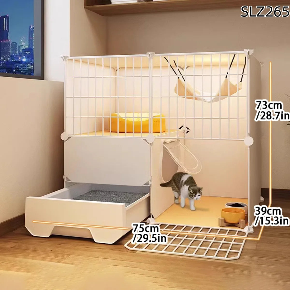 Extra Large Three-Story Cat Cage with Integrated Litter Box - Smarsty