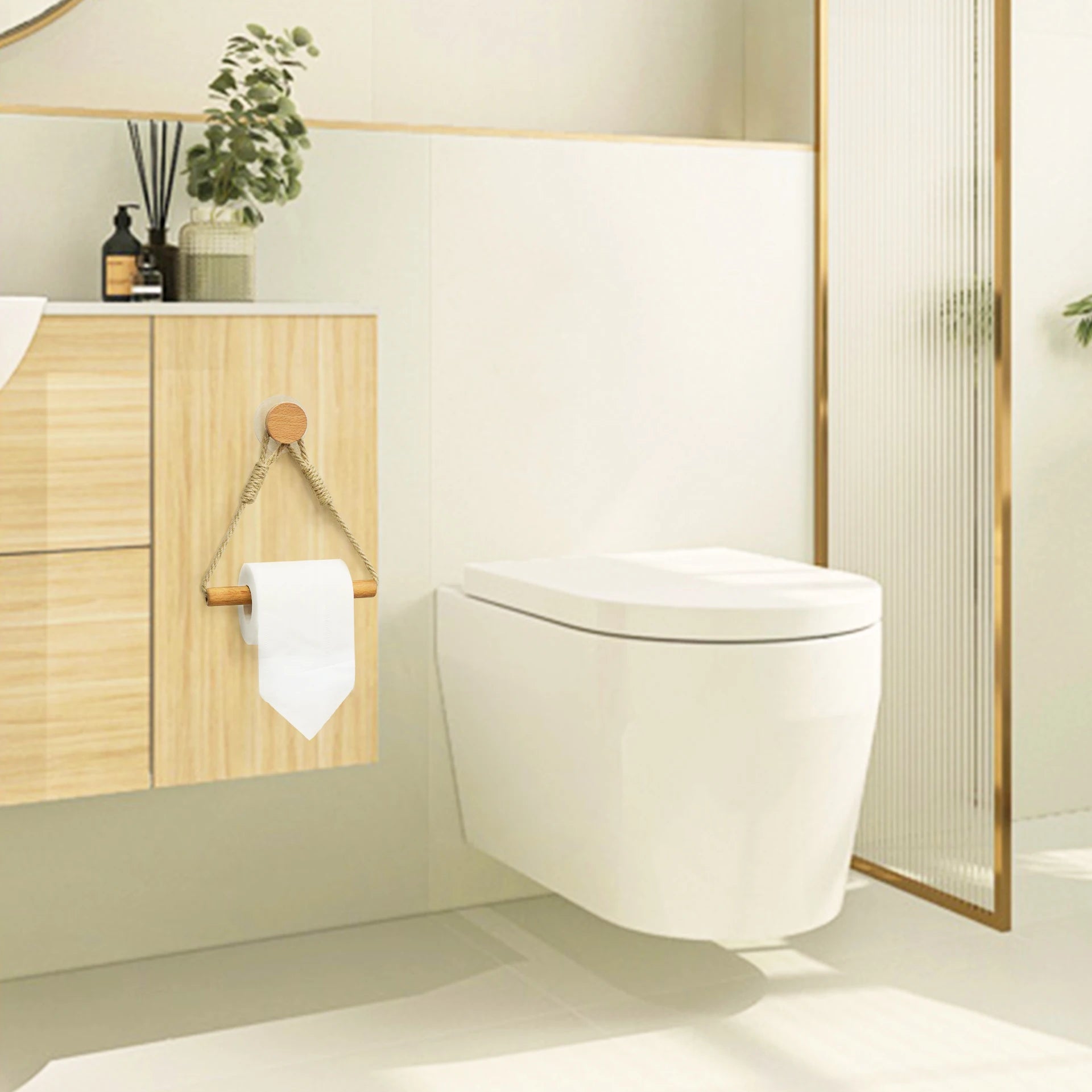 Wooden Wall Mounted Toilet Paper Holder with Towel Rack - Smarsty