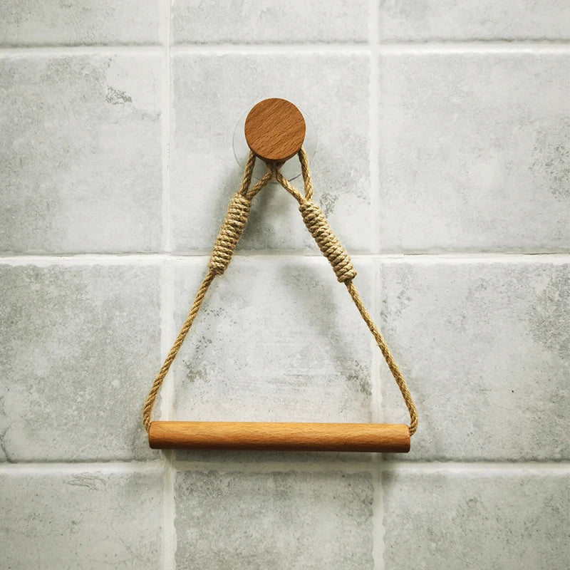 Wooden Wall Mounted Toilet Paper Holder with Towel Rack - Smarsty