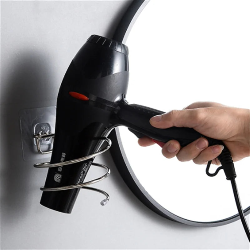 Wall Mounted Hair Dryer Holder Stainless Steel Organizer - Smarsty