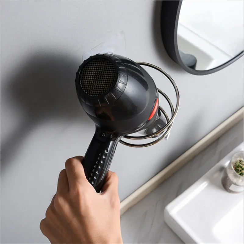 Wall Mounted Hair Dryer Holder Stainless Steel Organizer - Smarsty