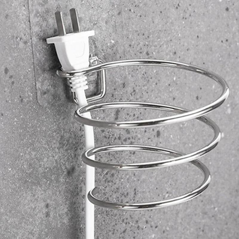 Wall Mounted Hair Dryer Holder Stainless Steel Organizer - Smarsty