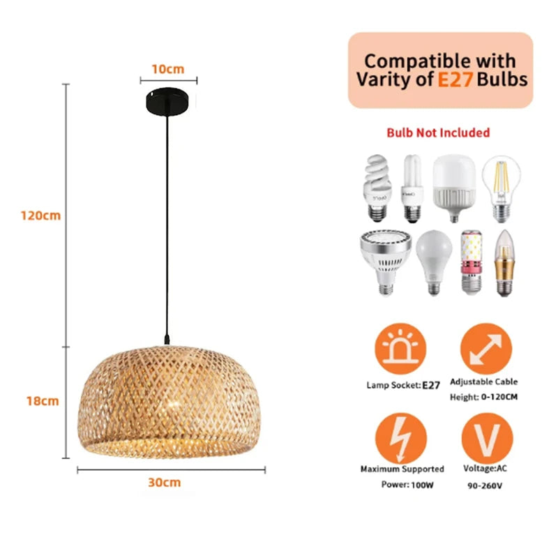 Natural Bamboo Lantern Pendant Light for Cozy Ambiance - Smarsty