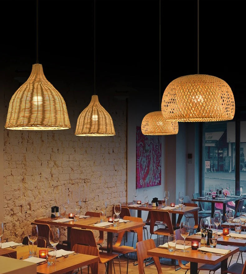 Natural Bamboo Pendant Lamp with Hand-Woven Design - Smarsty