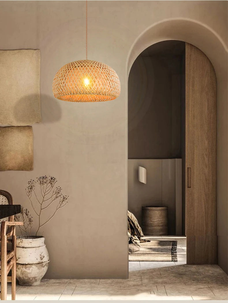 Natural Bamboo Pendant Lamp with Hand-Woven Design - Smarsty