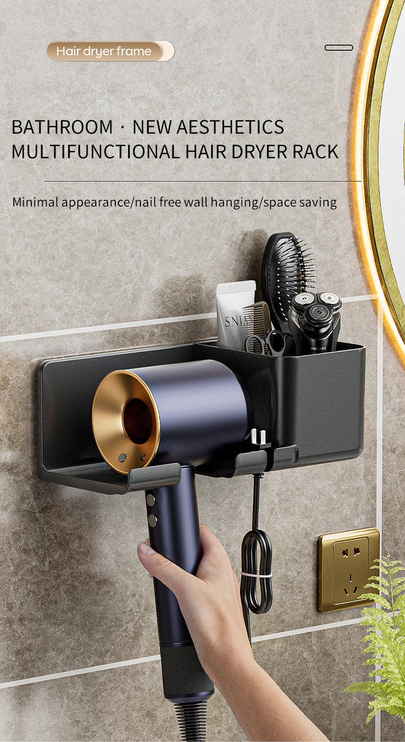 Wall Mounted Hair Dryer Holder Organizer for Bathroom - Smarsty