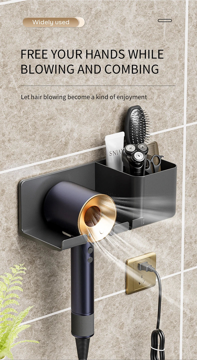 Wall Mounted Hair Dryer Holder Organizer for Bathroom - Smarsty