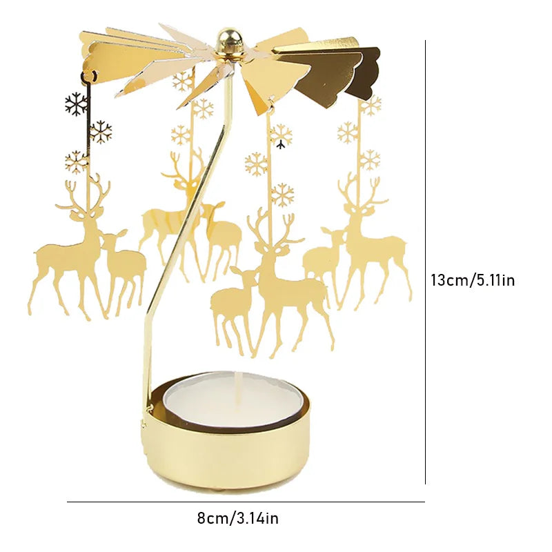 Gold Metal Carousel Candle Holder for Elegant Home Decor - Smarsty