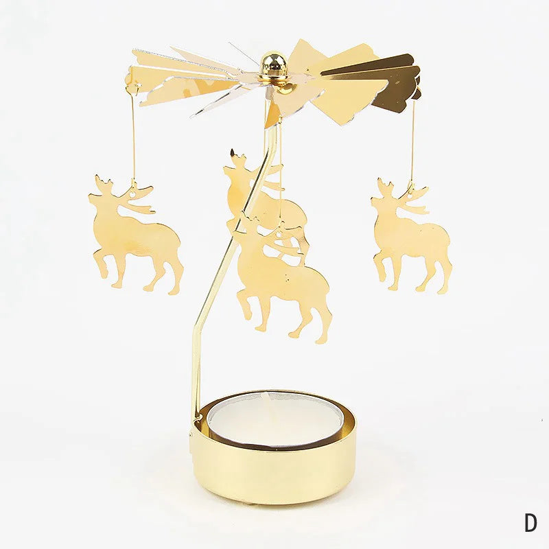 Gold Metal Carousel Candle Holder for Elegant Home Decor - Smarsty