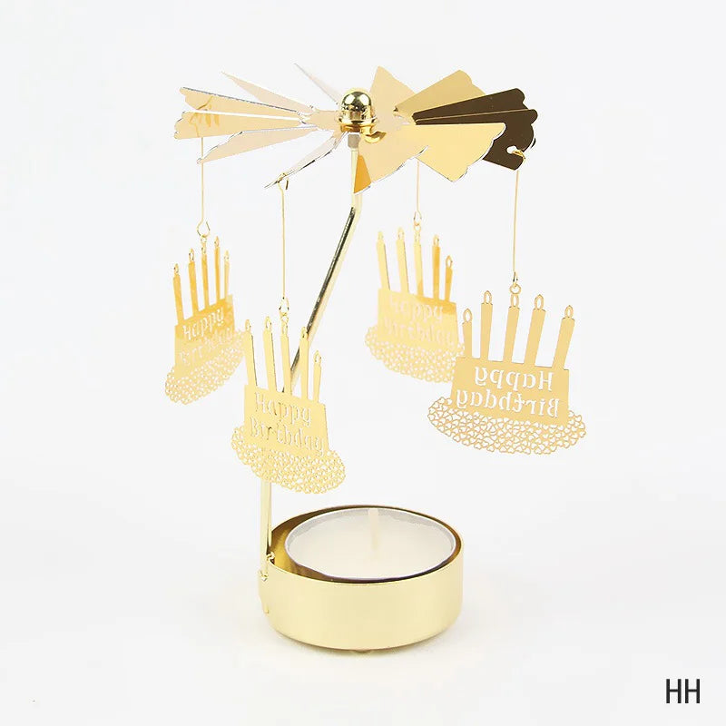 Gold Metal Carousel Candle Holder for Elegant Home Decor - Smarsty