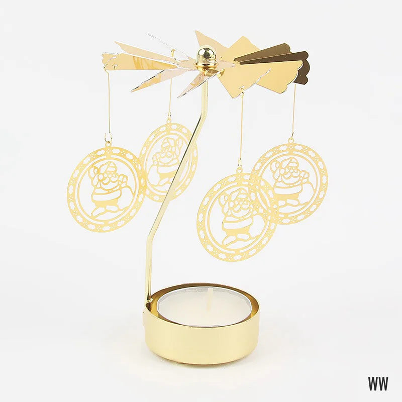 Gold Metal Carousel Candle Holder for Elegant Home Decor - Smarsty