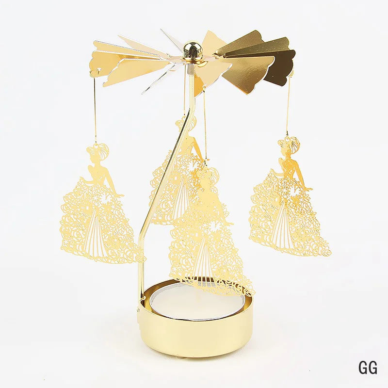 Gold Metal Carousel Candle Holder for Elegant Home Decor - Smarsty
