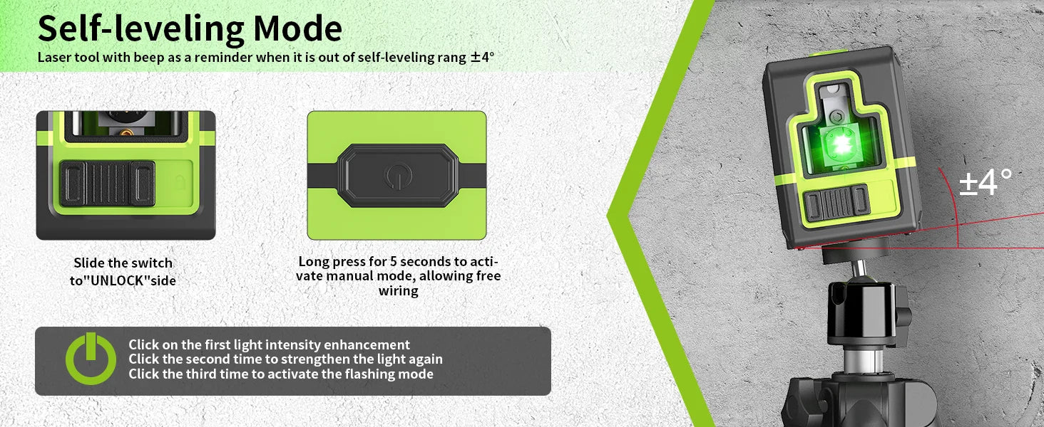 Lfine Green Laser Level with 360 Degree Self-Leveling - Smarsty
