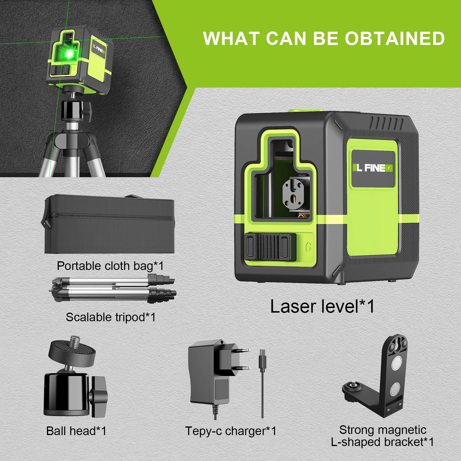 Lfine Green Laser Level with 360 Degree Self-Leveling - Smarsty