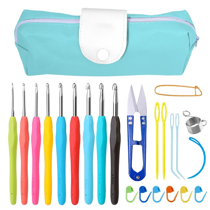 Colorful Knitting Needles Set with Sewing Clips and Scissors - Smarsty