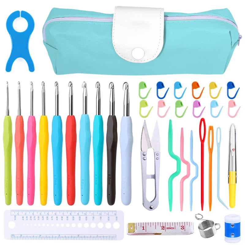 Colorful Knitting Needles Set with Sewing Clips and Scissors - Smarsty