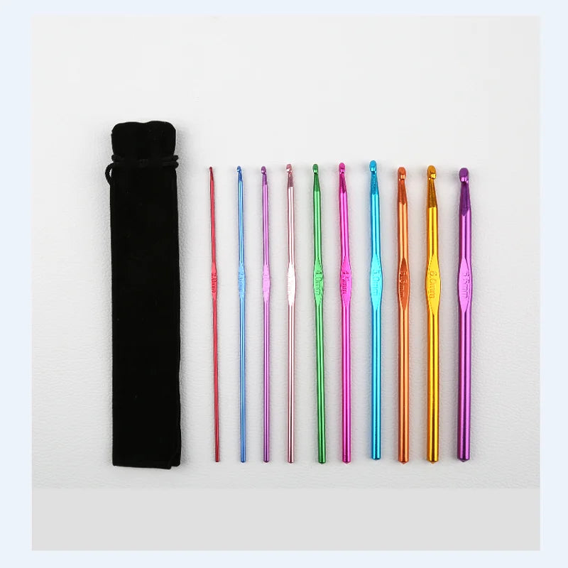 Coloured Aluminium Single Head Crochet Hook Set - Smarsty