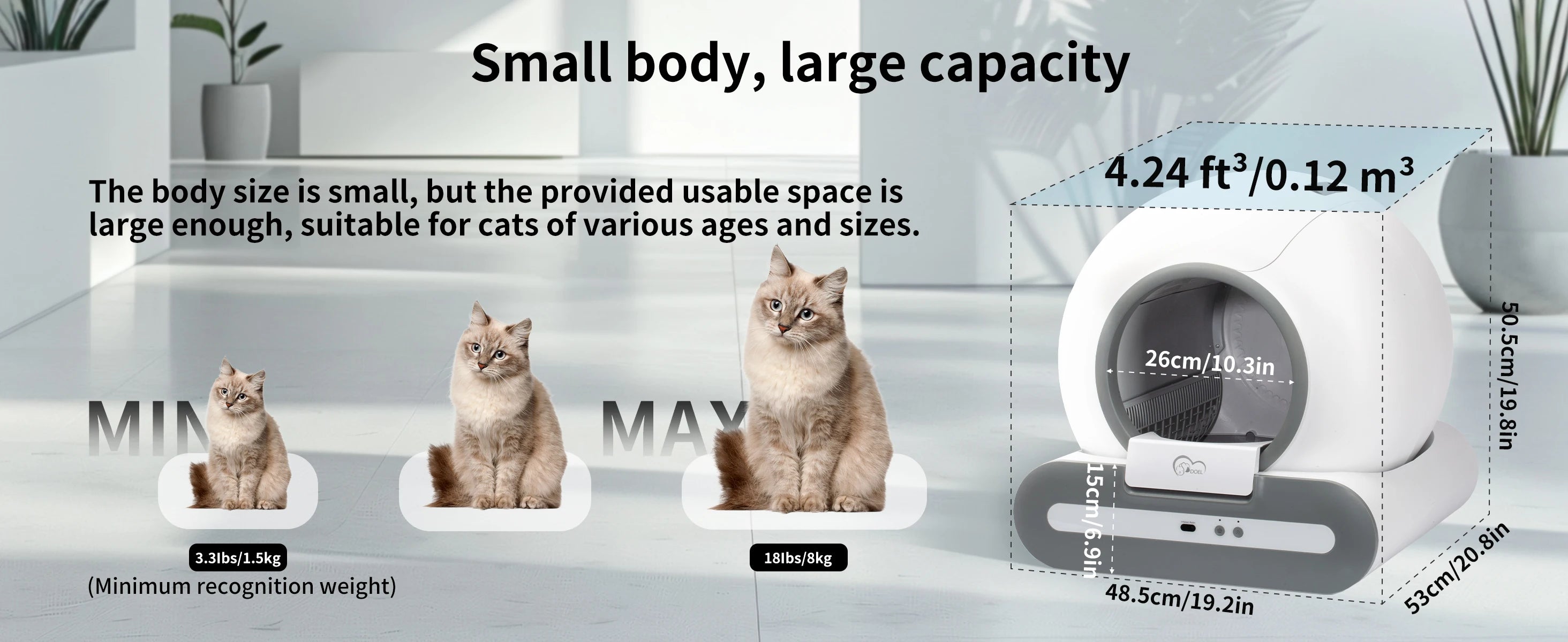 DOEL Automatic Self Cleaning Cat Litter Box with App Control - Smarsty