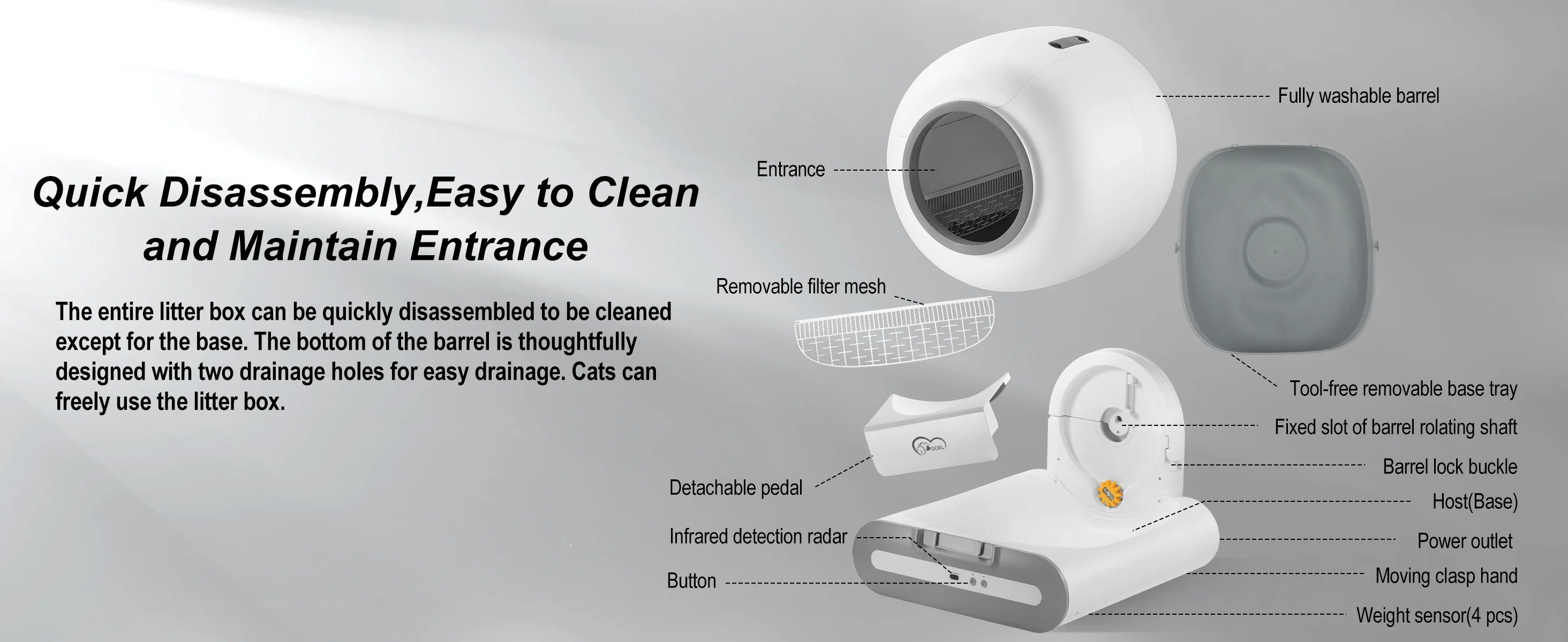DOEL Automatic Self Cleaning Cat Litter Box with App Control - Smarsty