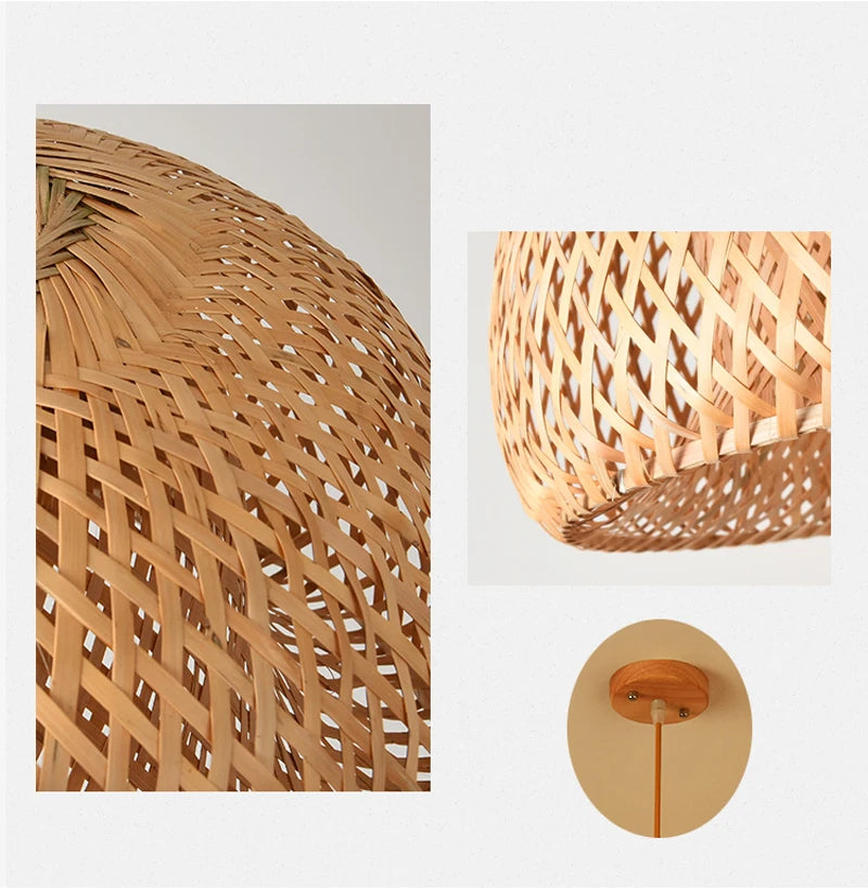 Bamboo Pendant Light with Hand Knit Design - Smarsty