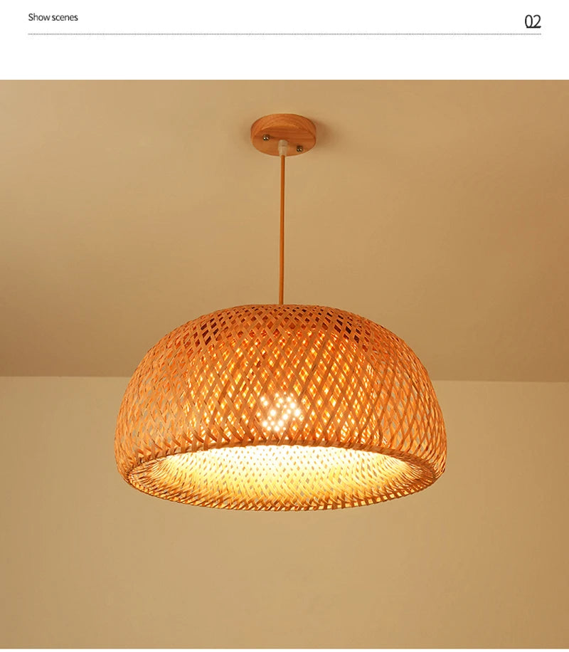 Bamboo Pendant Light with Hand Knit Design - Smarsty