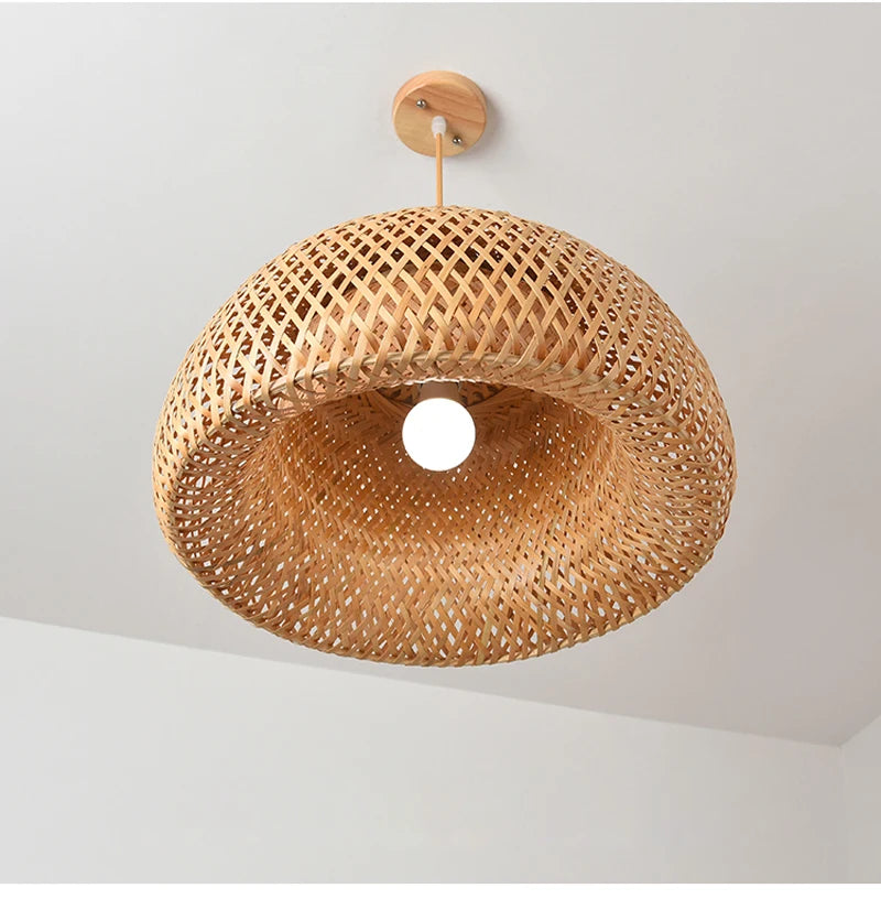 Bamboo Pendant Light with Hand Knit Design - Smarsty