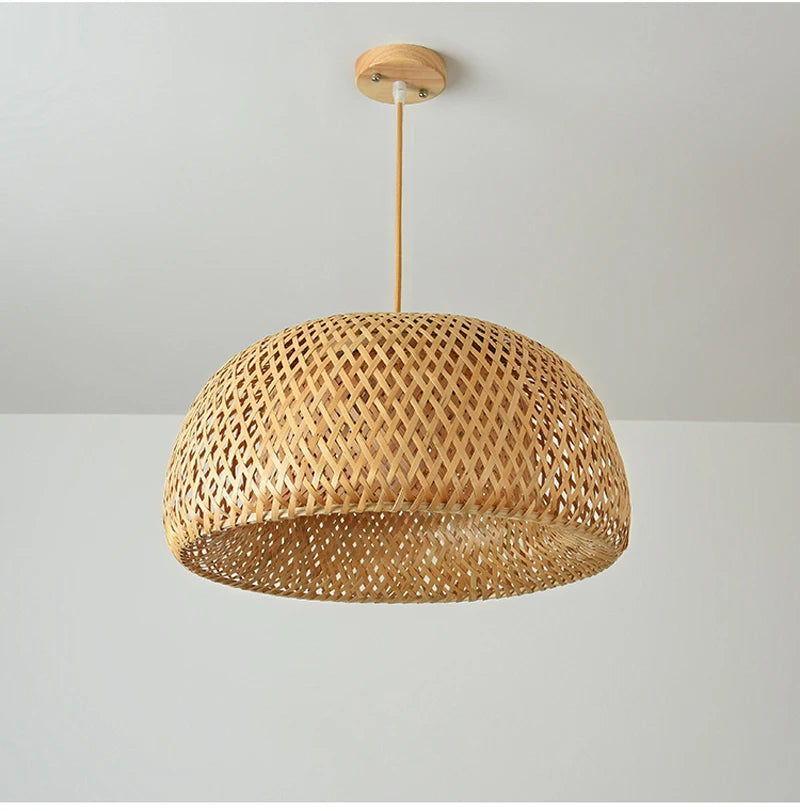 Bamboo Pendant Light with Hand Knit Design - Smarsty