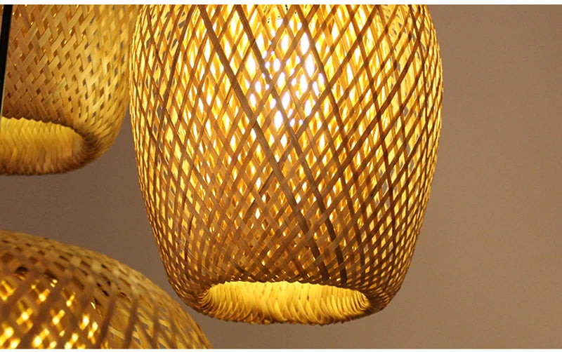 Bamboo Pendant Light with Hand Knit Design - Smarsty