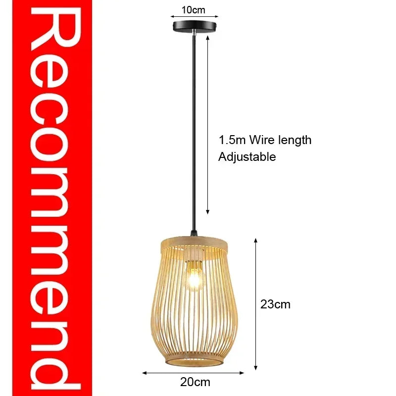 Bamboo Pendant Light with Hand Knit Design - Smarsty